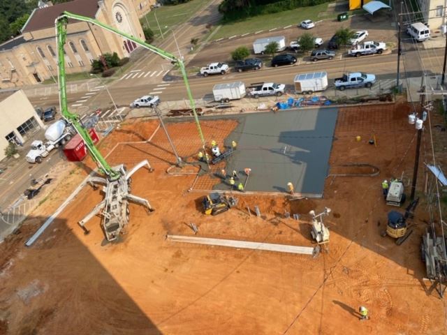Drone Picture Concrete Pour Parking Lot
