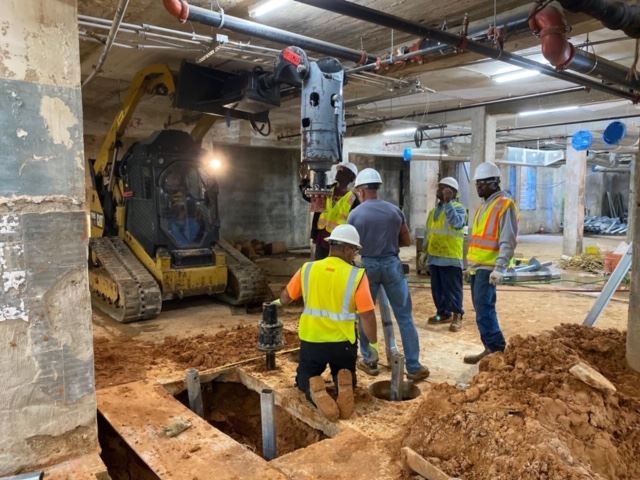 Driving Pylons 40 ft into Ground in Basement