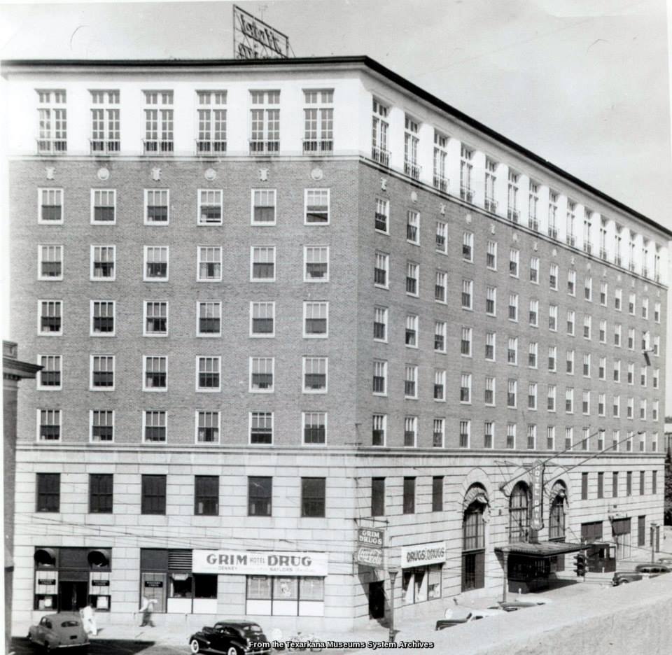Black and white image of Hotel Grim side