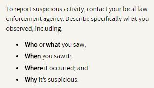 To report suspicious activity information